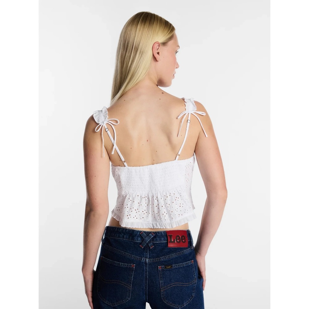 Kacey Lee x Kacey Musgraves Women's Eyelet Top, Bright White, Size XXL - Picture 4 of 7